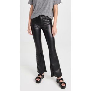 MOTHER The Weekender Heel Faux Leather Mid Rise Flare Jeans Black Size 24 NWT